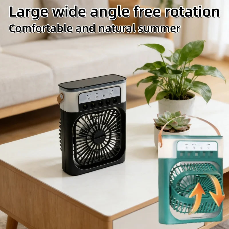 Mini Air Cooler Fan 3-in-1 – Cooling, Humidifying & Night Light