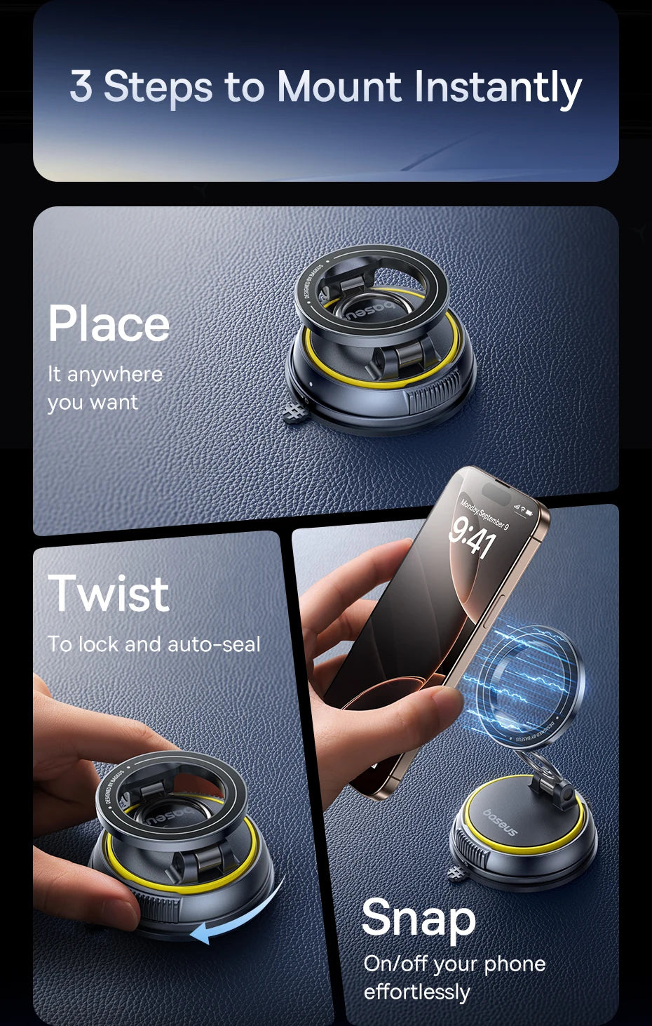 360° Magnetic Car Phone Mount – Hands-Free