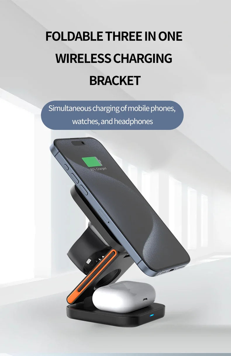 3-in-1 Magnetic Charger for iPhone, Watch & AirPods