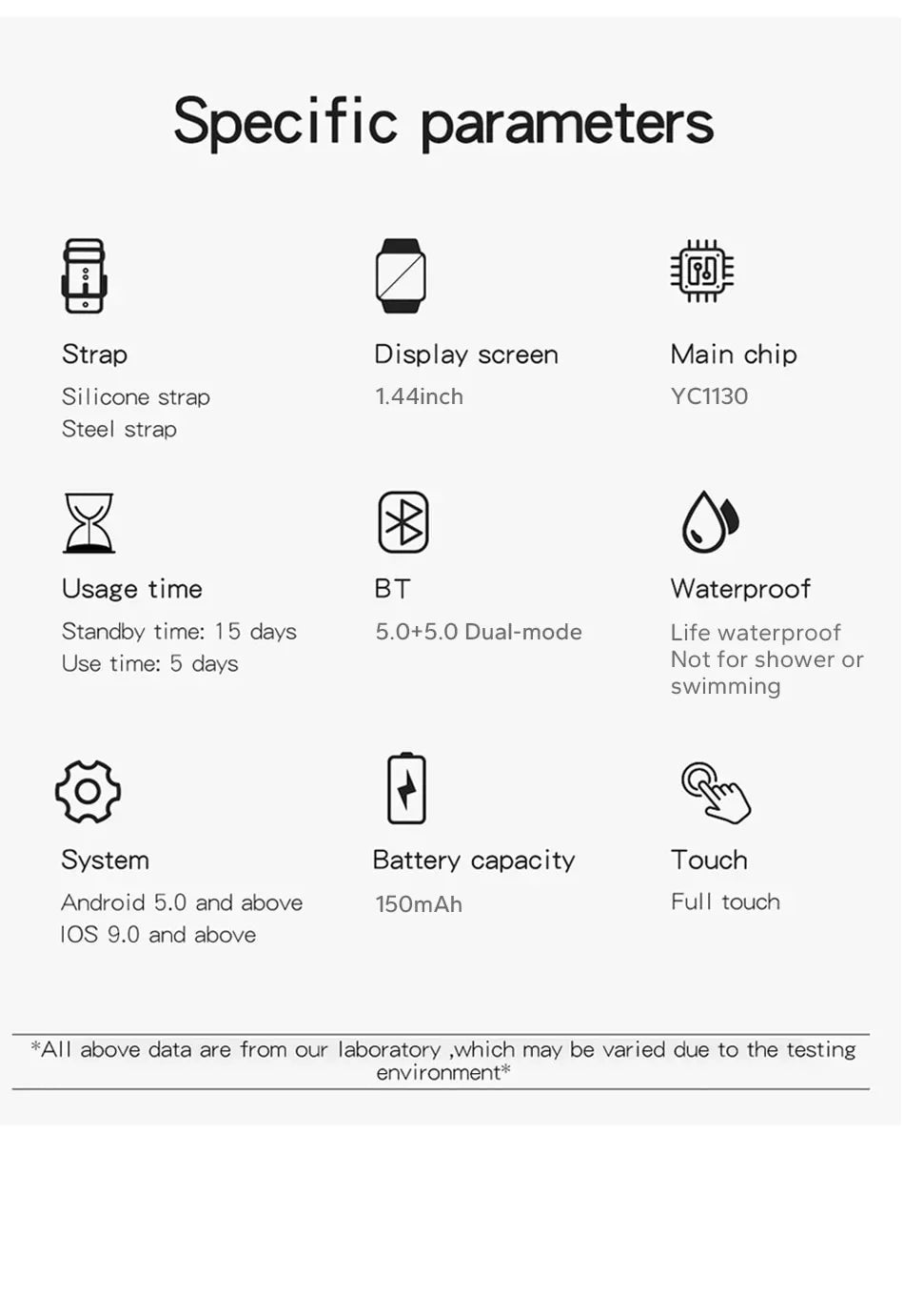 Full Touch 1.44" Smartwatch – Bluetooth & Magnetic Charging