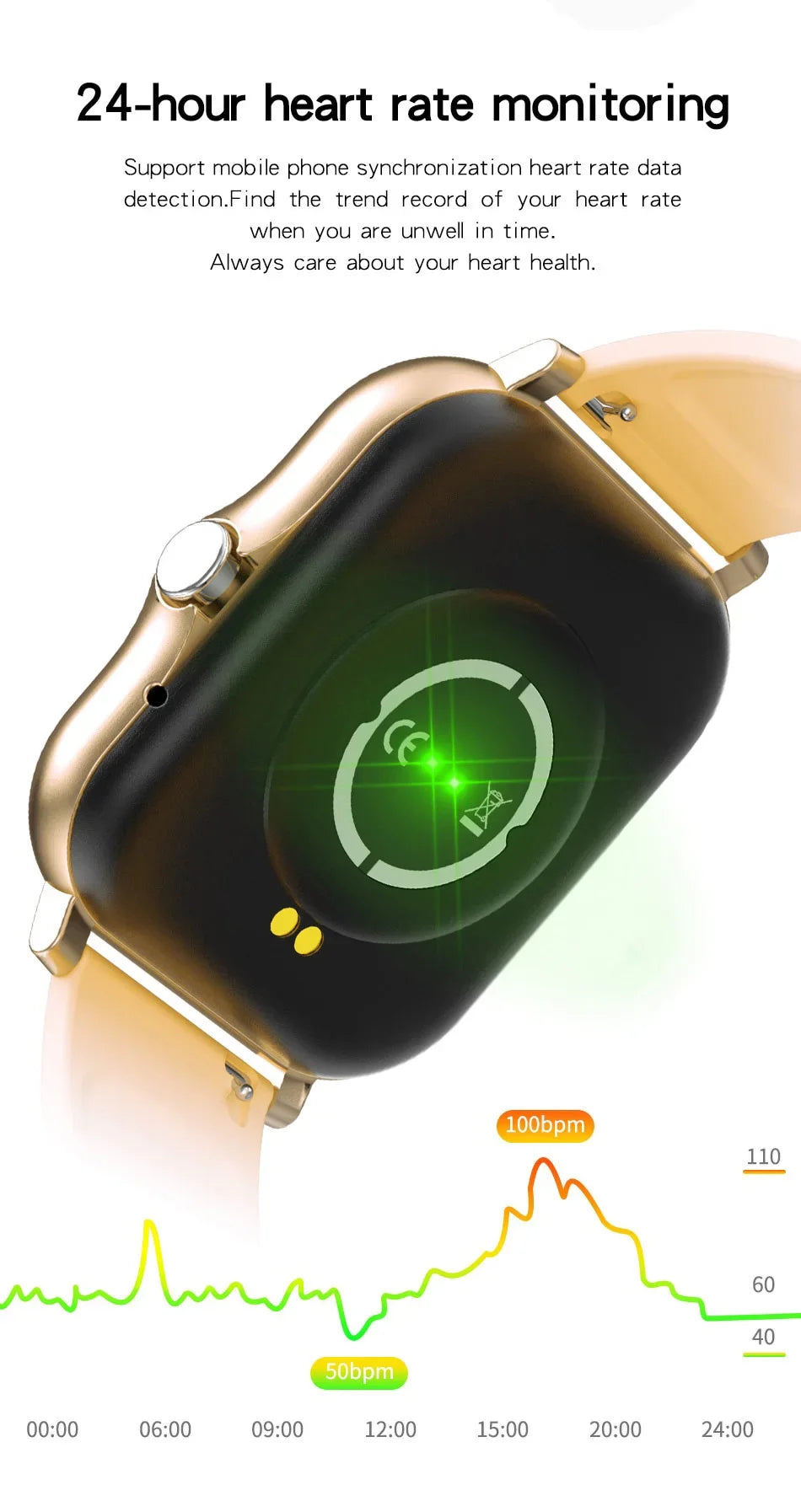 Full Touch 1.44" Smartwatch – Bluetooth & Magnetic Charging