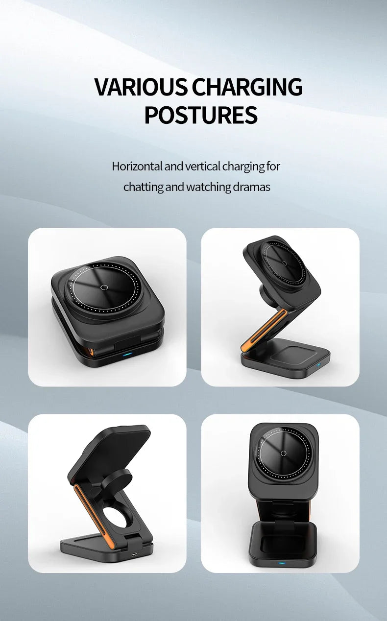 3-in-1 Magnetic Charger for iPhone, Watch & AirPods