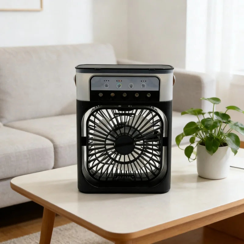 Mini Air Cooler Fan 3-in-1 – Cooling, Humidifying & Night Light