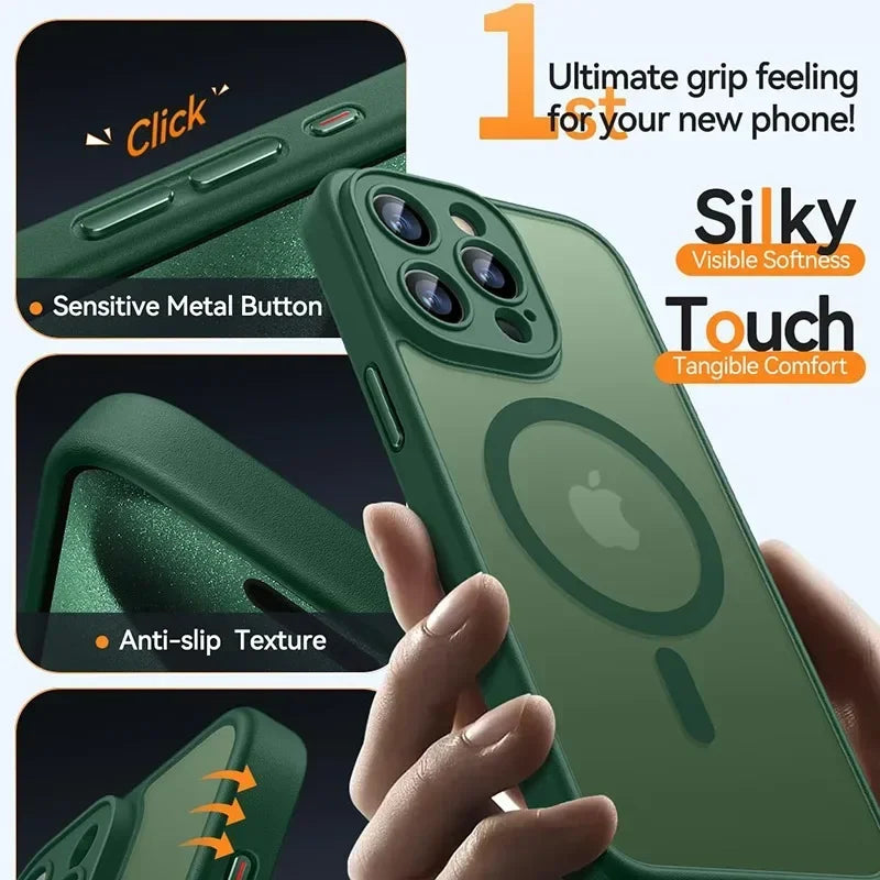 iPhone Magnetic Clear Case – Matte, Compatible with iPhone 11–17