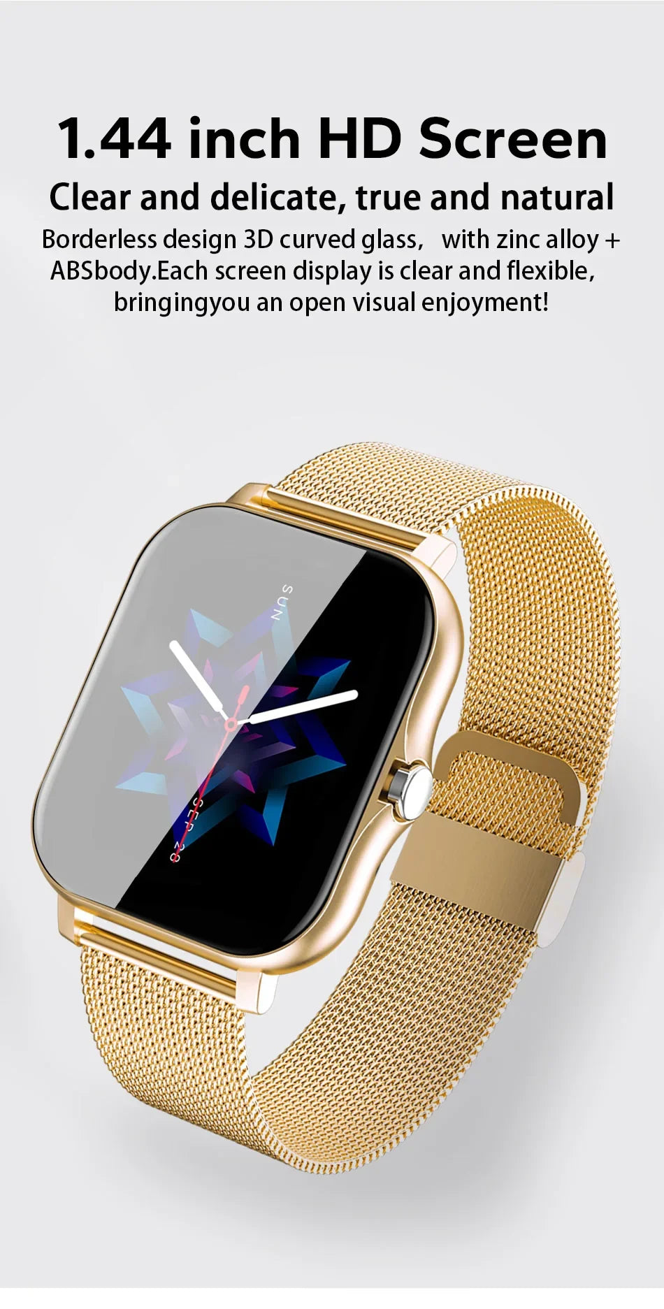 Full Touch 1.44" Smartwatch – Bluetooth & Magnetic Charging