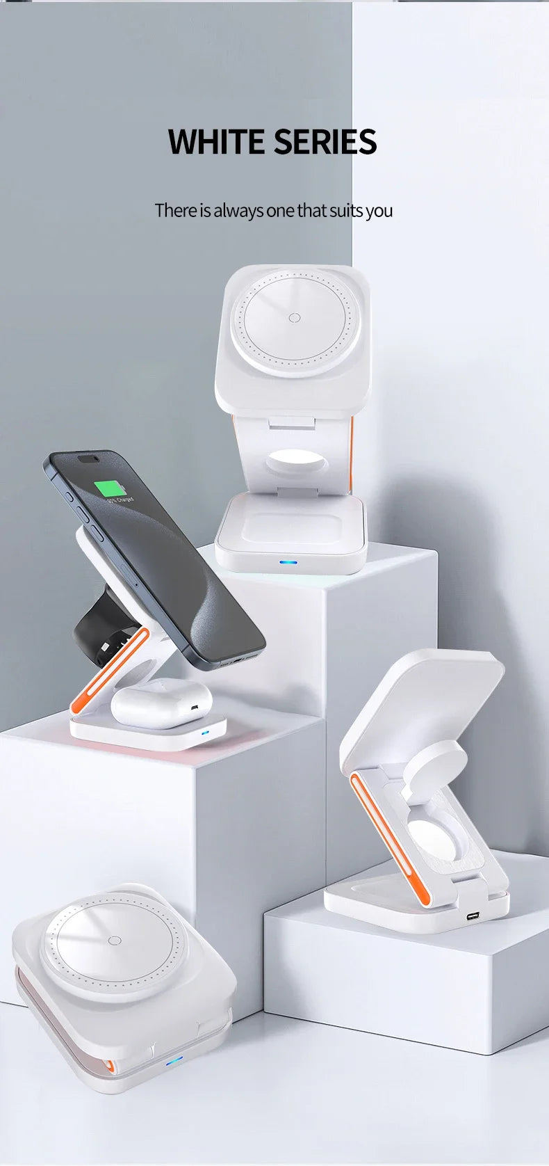3-in-1 Magnetic Charger for iPhone, Watch & AirPods