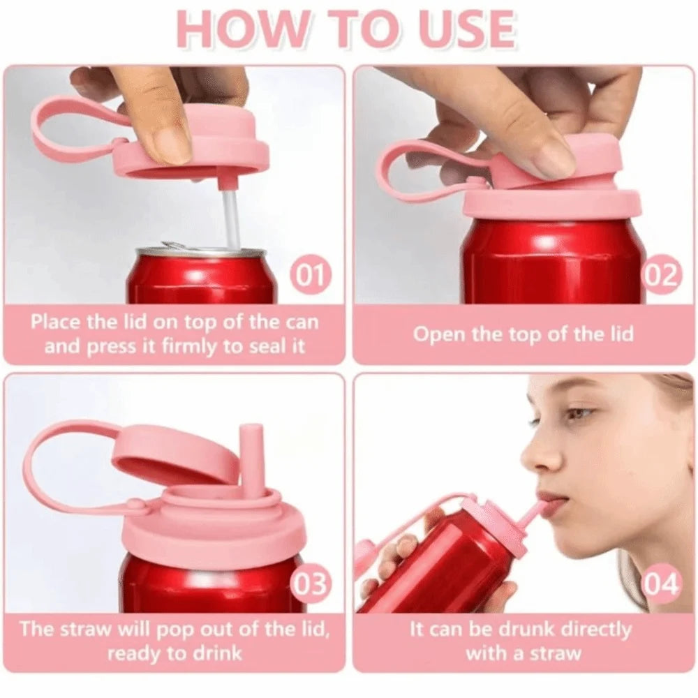 Reusable Soda Can Lid with Straw
