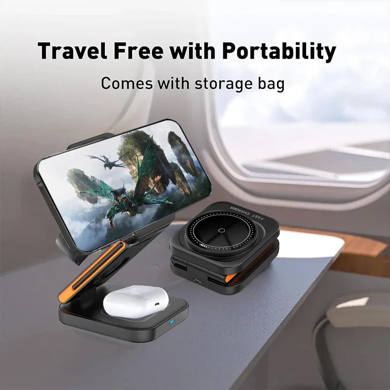 3-in-1 Magnetic Charger for iPhone, Watch & AirPods
