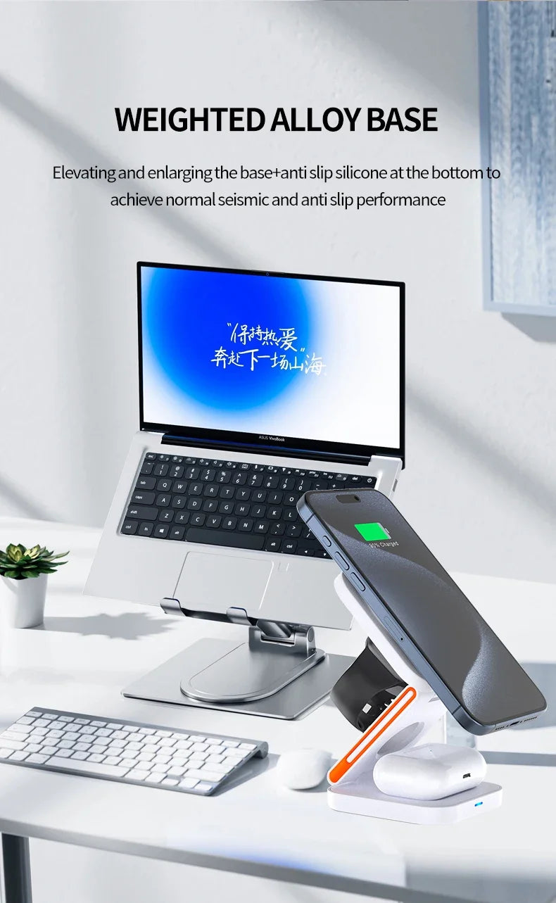 3-in-1 Magnetic Charger for iPhone, Watch & AirPods