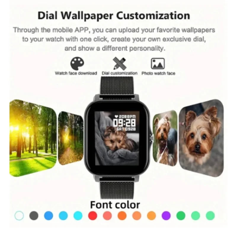 Full Touch 1.44" Smartwatch – Bluetooth & Magnetic Charging