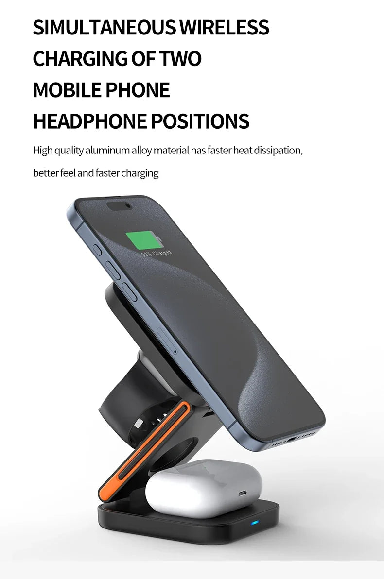 3-in-1 Magnetic Charger for iPhone, Watch & AirPods