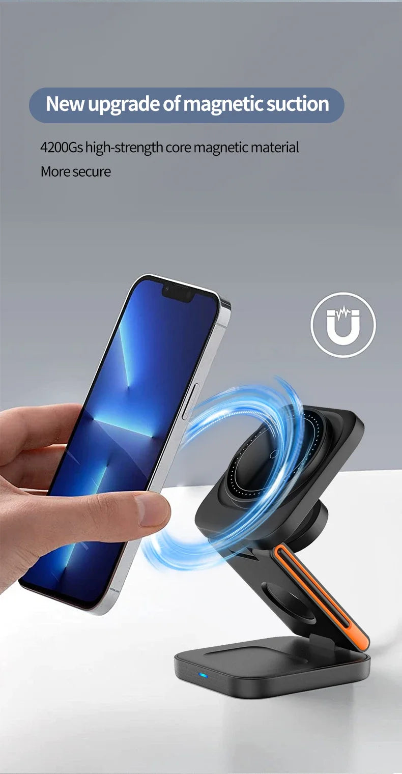3-in-1 Magnetic Charger for iPhone, Watch & AirPods